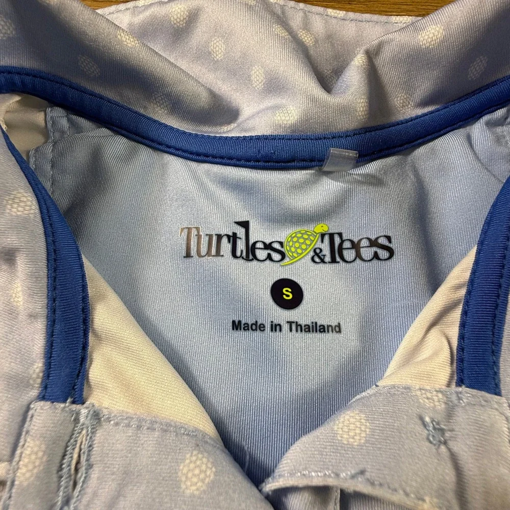 Turtles and Tees Girls Blue Polka Dot Jellyfish Sleeveless Golf Dress Size S